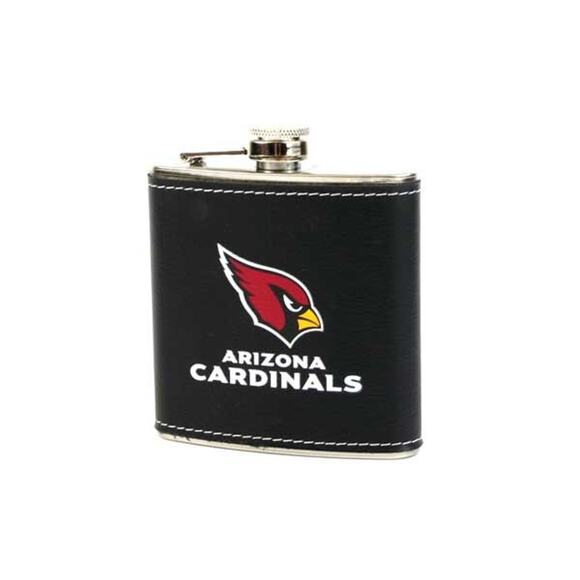 NFL Arizona Cardinals Stainless Steel Leather-Wrapped 6 oz Flask Team Logo - Picture 1 of 3